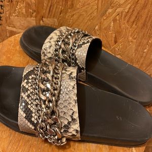 Slide sandals with chains